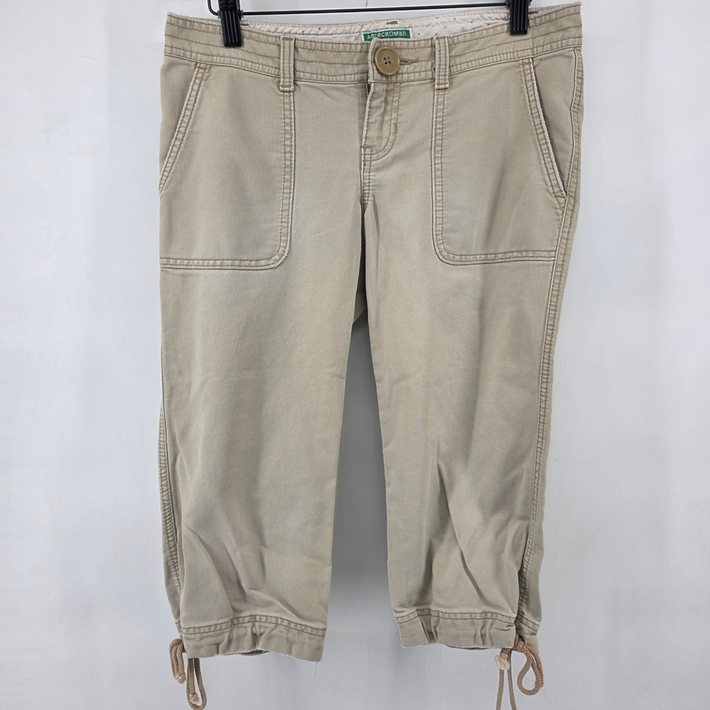 Abercrombie Tan Khaki Low Rise Capri Cargo Pants Size 2 Y2K Gorpcore Utility